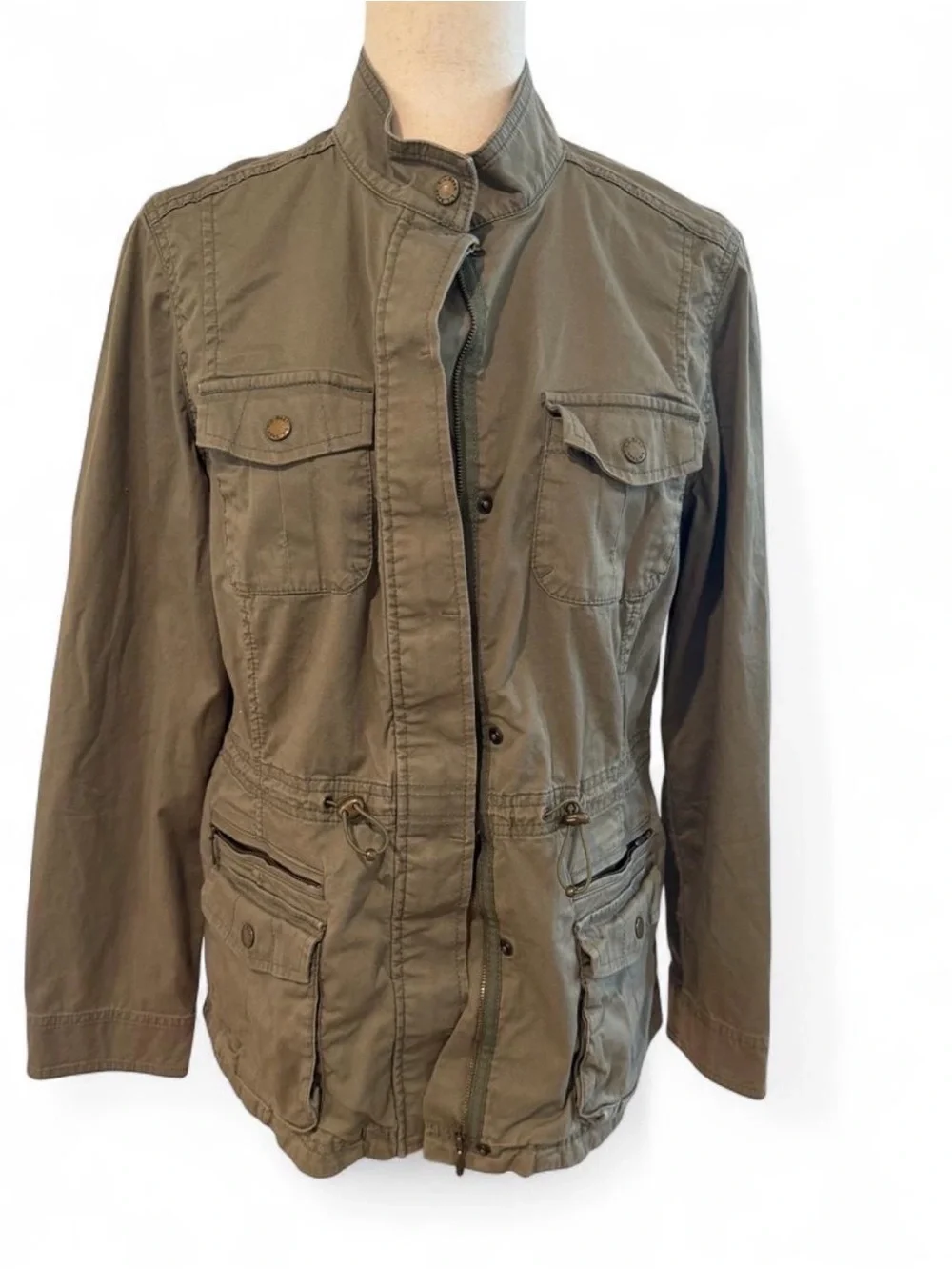 L.L.Bean khaki cotton utility jacket in a classic field-jacket style.